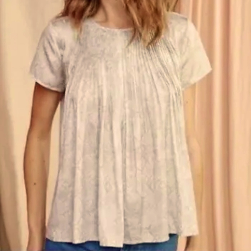 Anthropologie Dolan Left Coast Pleated Gray Snakeskin Blouse Small